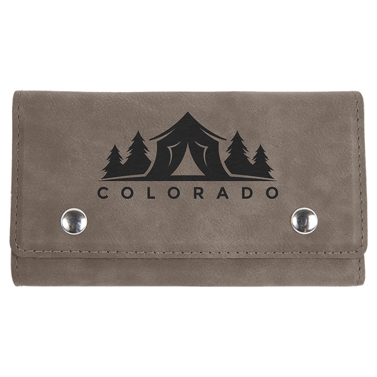 Gray Laserable Leatherette Card & Dice Set