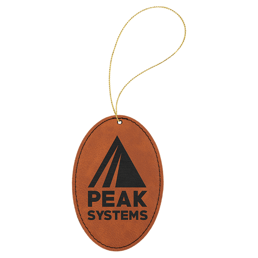 Rawhide Laserable Leatherette Oval Ornament with Gold String