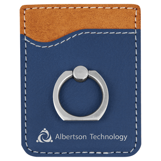 Blue/Silver Laserable Leatherette Phone Wallet with Silver Laserable Leatherette Phone Wallet
