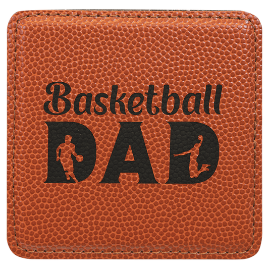 Basketball 2 4" x 4" Square Laserable Leatherette 6-Coaster Set