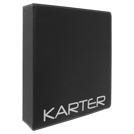 Black 10 1/2" x 11 1/2" Laserable Leatherette 3 Ring Binder with 1" Slant D Rings