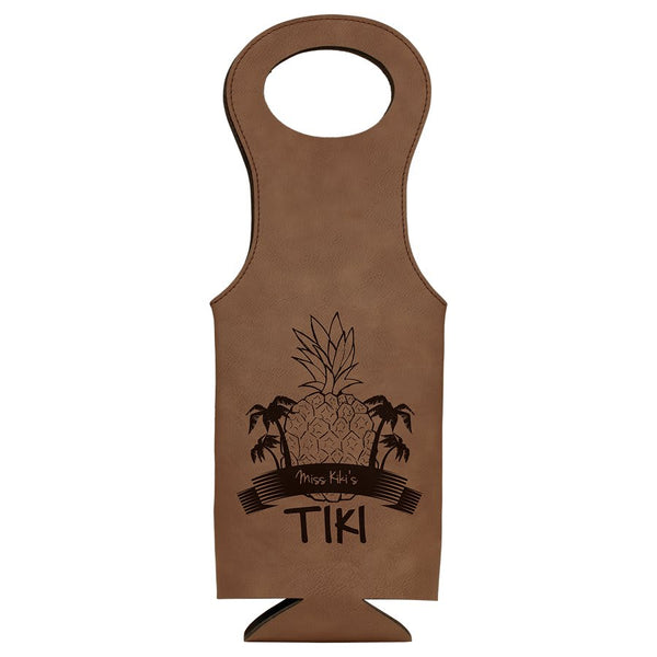 Dark Brown Laserable Leatherette Wine Bag