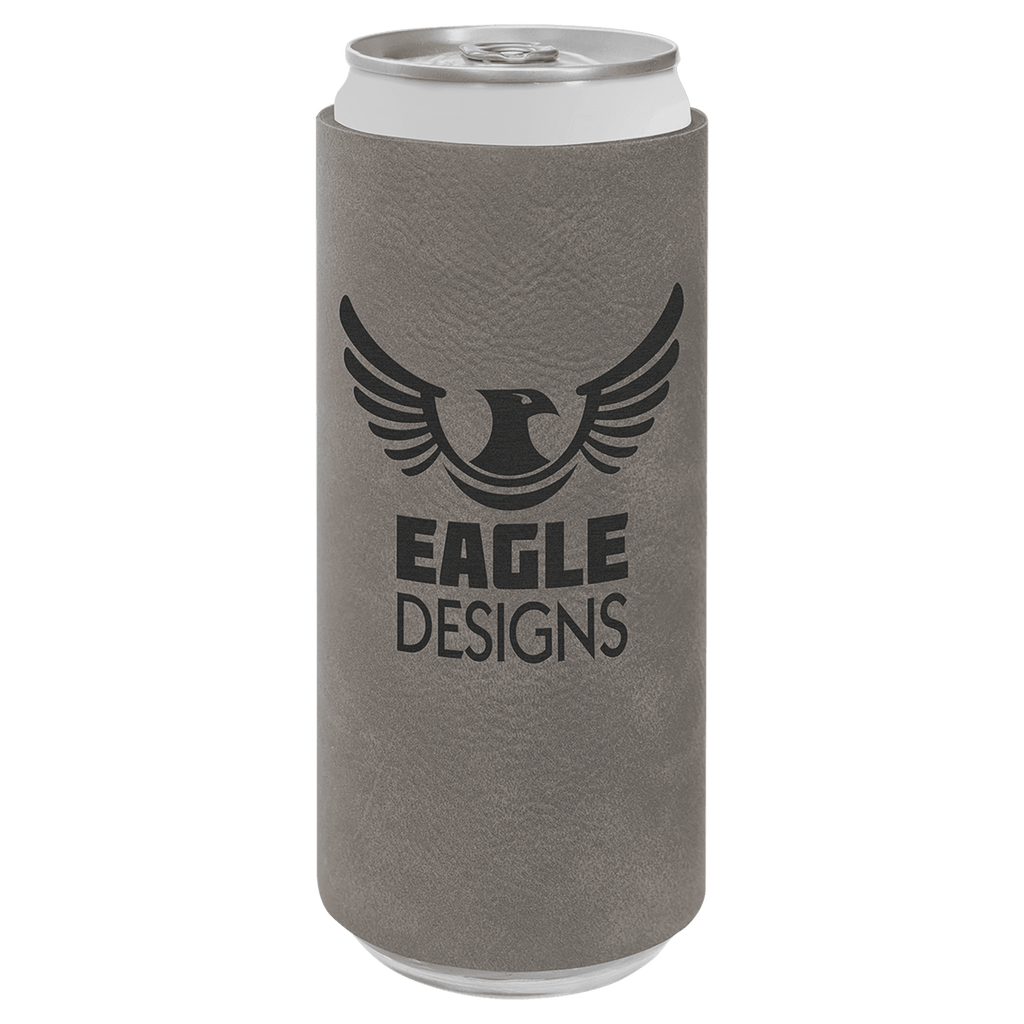 Gray Laserable Leatherette Slim Beverage Holder