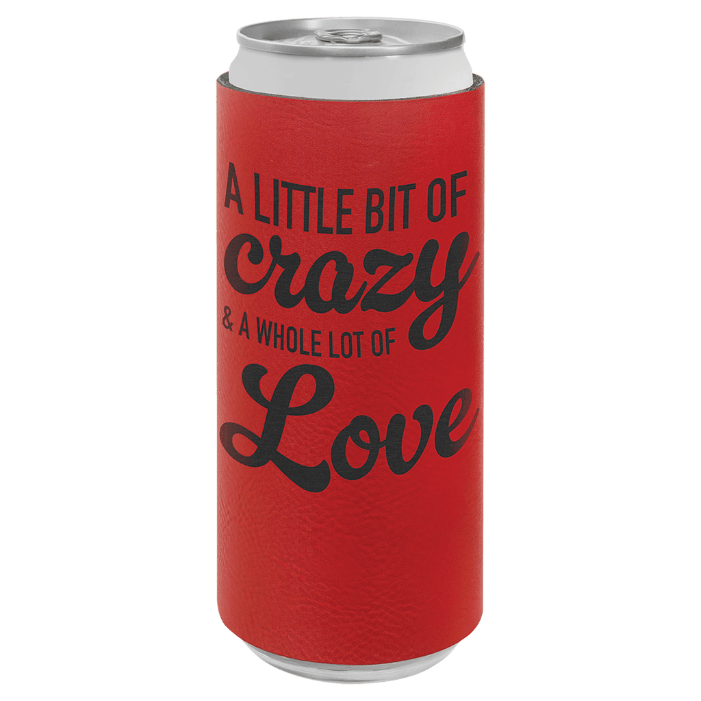 Red 2 Laserable Leatherette Slim Beverage Holder