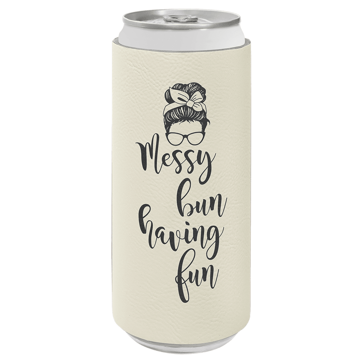 White 3 Laserable Leatherette Slim Beverage Holder