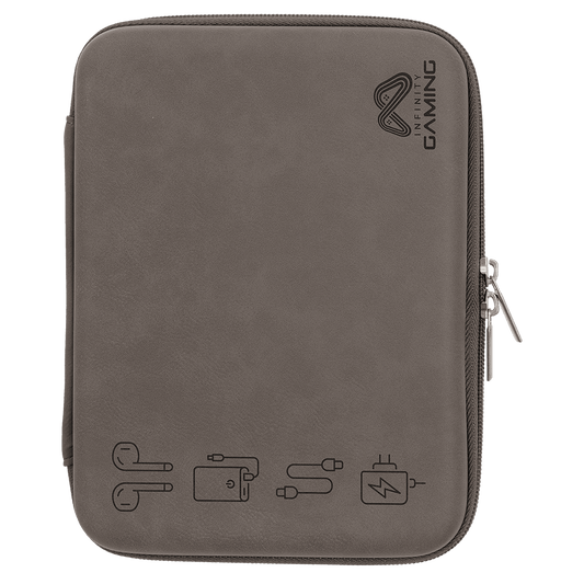 Gray 8 1/2" x 6" x 1 3/4" Leatherette Cord Case