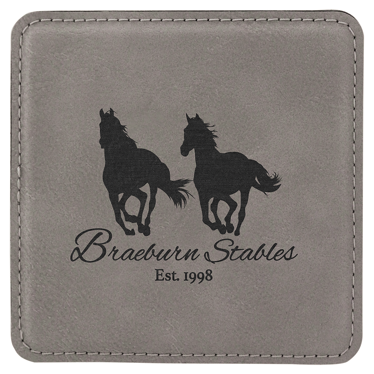 Gray 2 4" x 4" Square Laserable Leatherette 6-Coaster Set