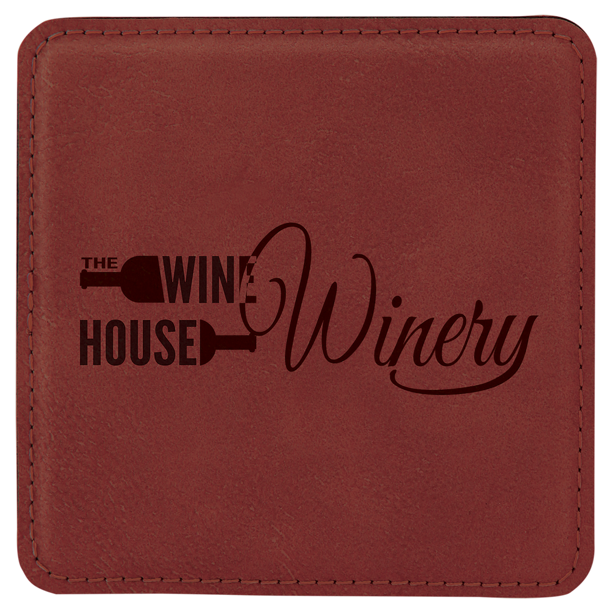 4" 4" x 4" Square Laserable Leatherette 6-Coaster Set