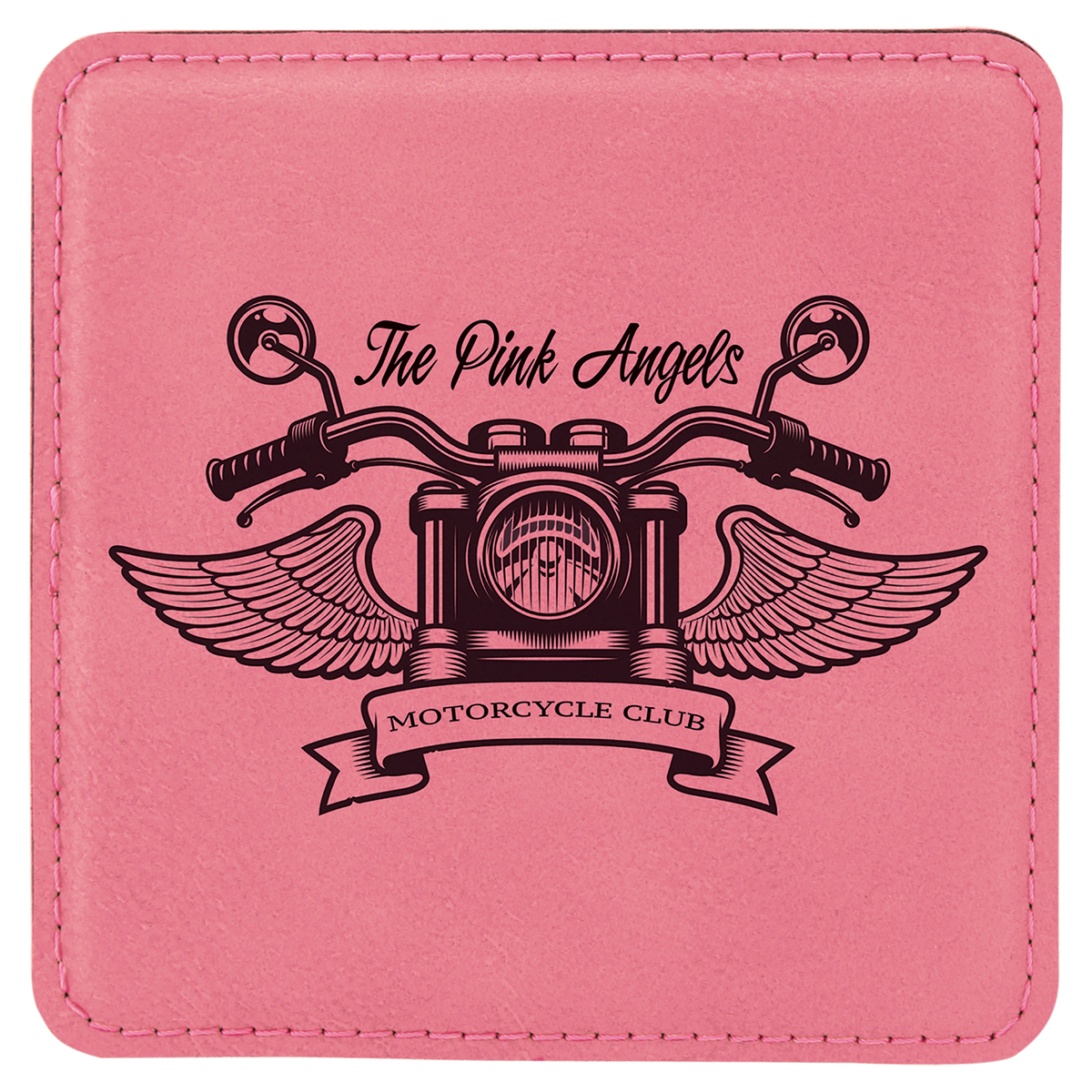 Pink 4" x 4" Square Laserable Leatherette 6-Coaster Set