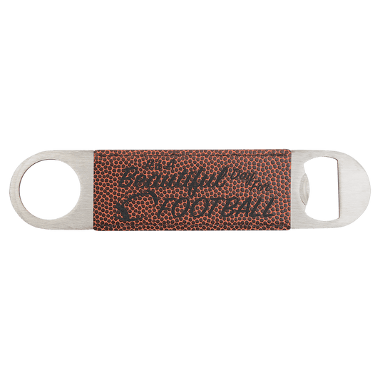 Football 1 1/2" x 7" Laserable Leatherette Bottle Opener