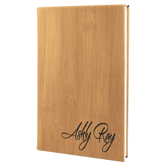 5 1/4" x 8 1/4" Bamboo Laserable Leatherette Journal with Lined Notepad