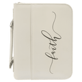 White 7 1/2" x 10 3/4" Leatherette Book/Bible Cover with Handle & Zipper