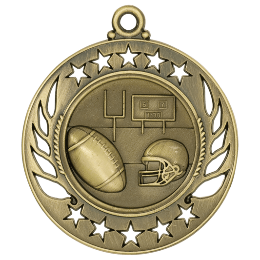 Antique Gold 2 1/4" Football Galaxy Medal