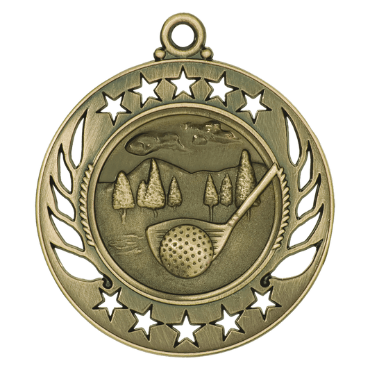 Antique Gold 2 1/4" Golf Galaxy Medal