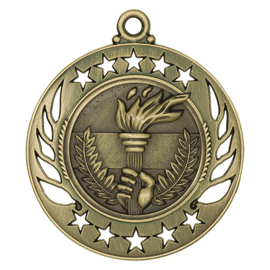 Antique Gold 2 1/4" Torch Galaxy Medal