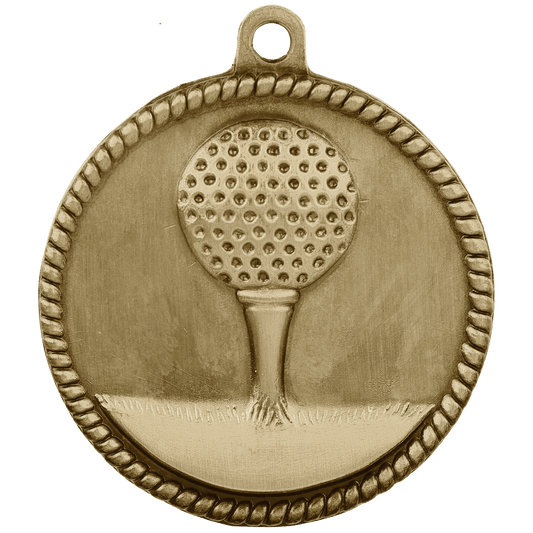 Antique Gold 2" Golf High Relief Medal