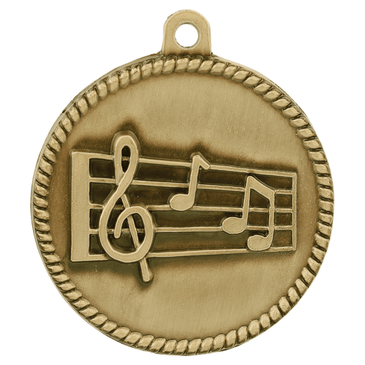 Antique Gold 2" Music High Relief Medal