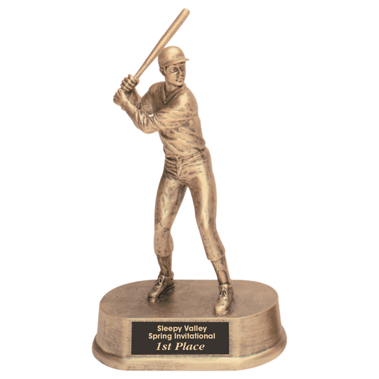 9" Antique Gold Male Baseball Resin
