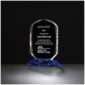 5 3/4" x 7 5/8" Diamond Series Clear Crystal Award with Cobalt Blue Crystal Base