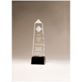 2 7/8" x 9 3/4" Crystal Obelisk with Prism-Effect Top and Black Base