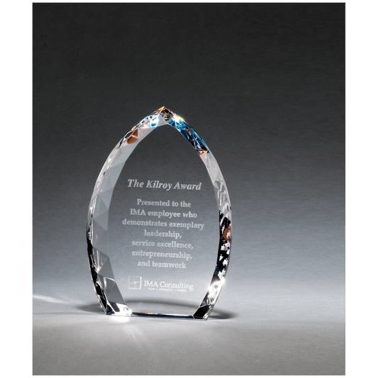 5" x 7" x 1 1/8" (Tapered) Crystal Flame with Jeweled Edge and Prism-Effect