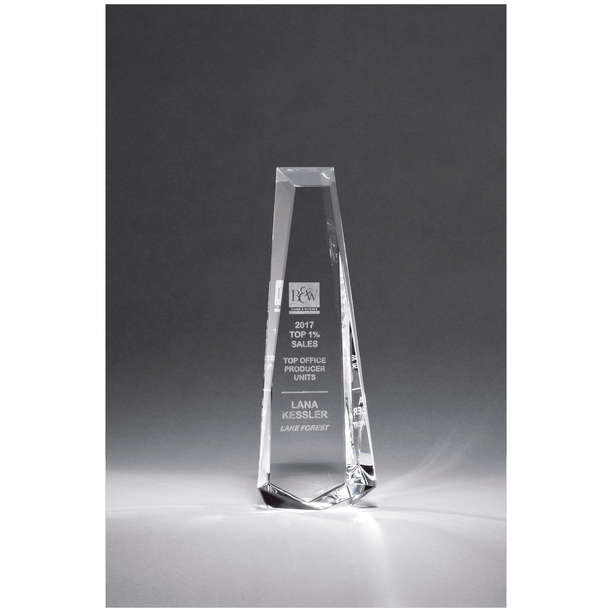 5 1/8" x 11" x 2" (Tapered) Crystal Obelisk