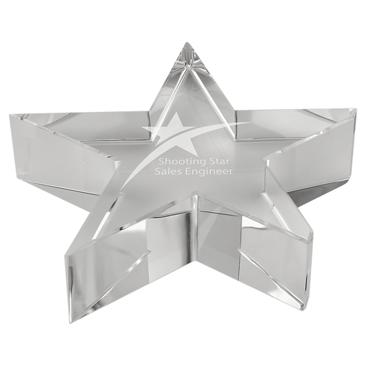 4 1/8" x 7/8" Thick Crystal Star Paperweight