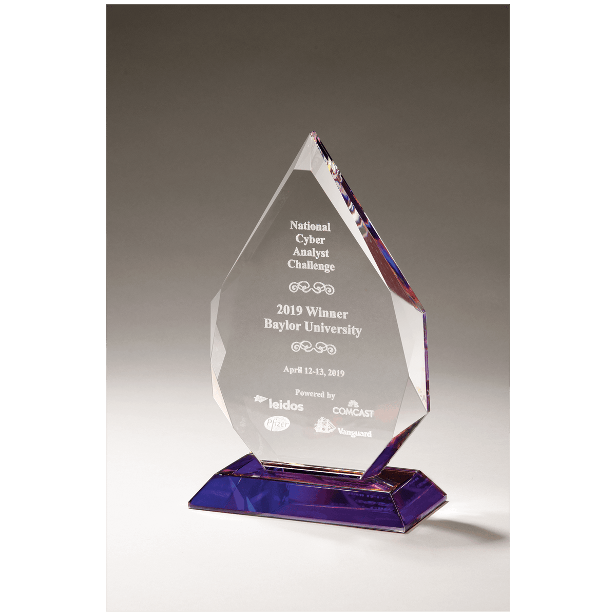 5 3/8" x 8 7/8" Flame Series Crystal with Prism-Effect Base