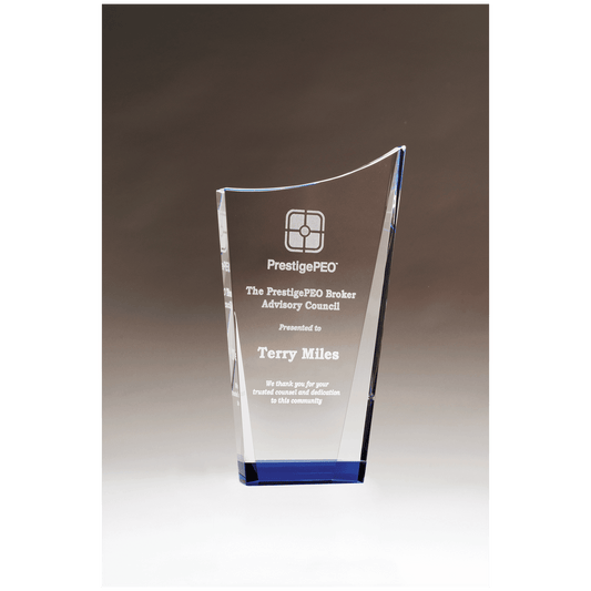 5 5/8" x 9 5/8" Contemporary Series Crystal with Blue Bottom