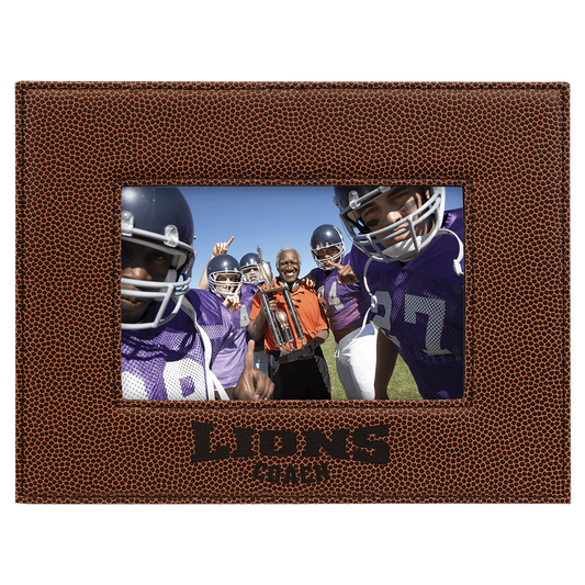 Football 4" x 6" Laserable Leatherette Photo Frame