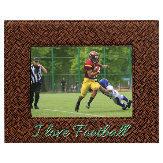 Football 5" x 7" Laserable Leatherette Photo Frame