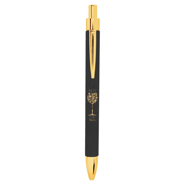 Black/Gold Laserable Leatherette Pen