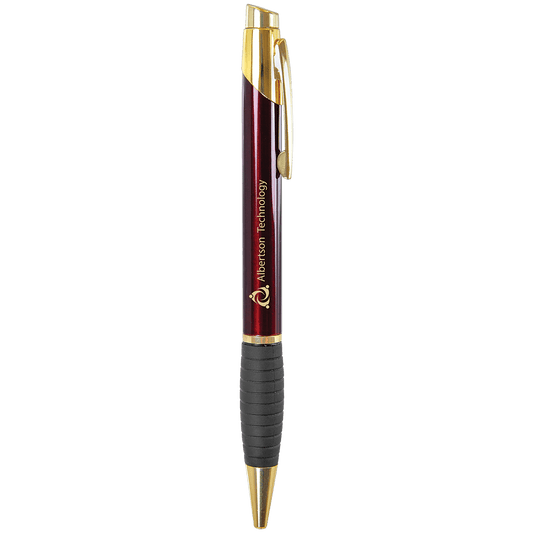 Burgundy Gloss Brass Ballpoint Pen with Gripper