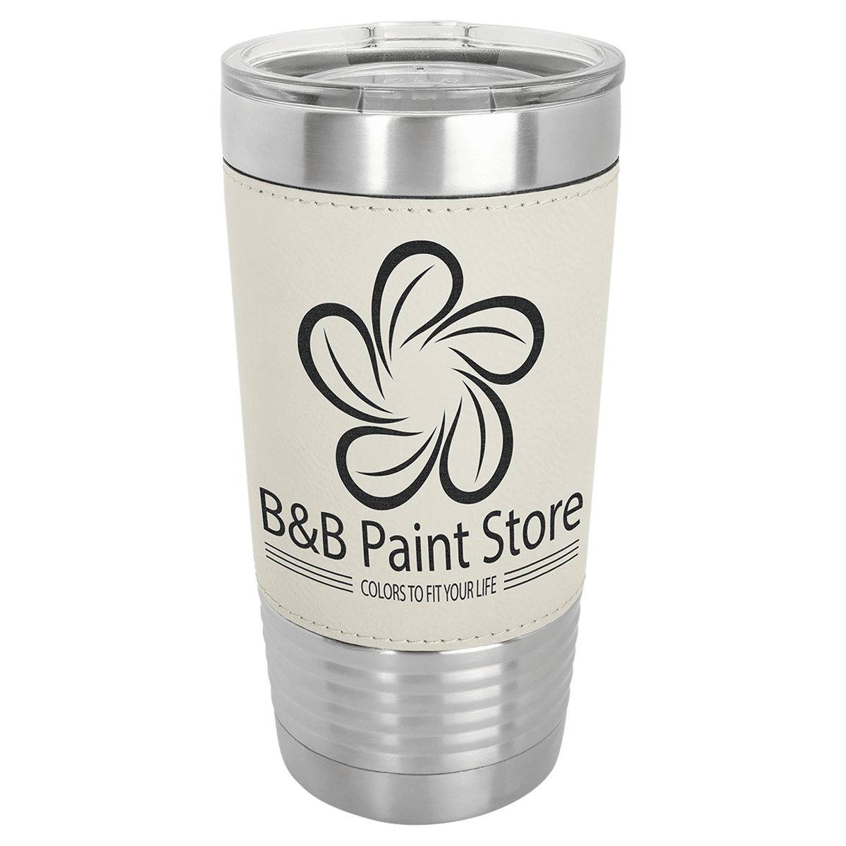 White Black Polar Camel 20 oz. Laserable Leatherette Tumbler with Clear Lid