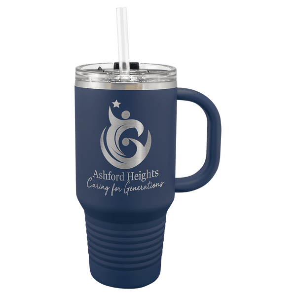 Polar Camel 32 oz. Navy Blue Travel Mug with Snap Lid and Straw