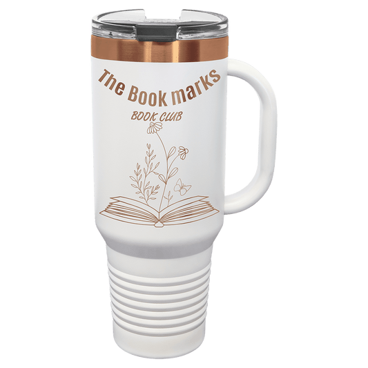 White/Rose Gold Polar Camel 40 oz. Travel Mug with Handle & Straw