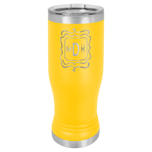 Yellow 14 oz. Polar Camel Pilsner with Clear Lid