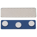 1 3/4" x 1/2" 3-Post Blue Plastic Backed Magnet with Adhesive