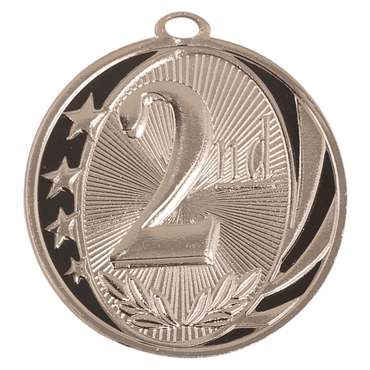 2" Bright Silver 2nd Place Laserable MidNite Star Medal