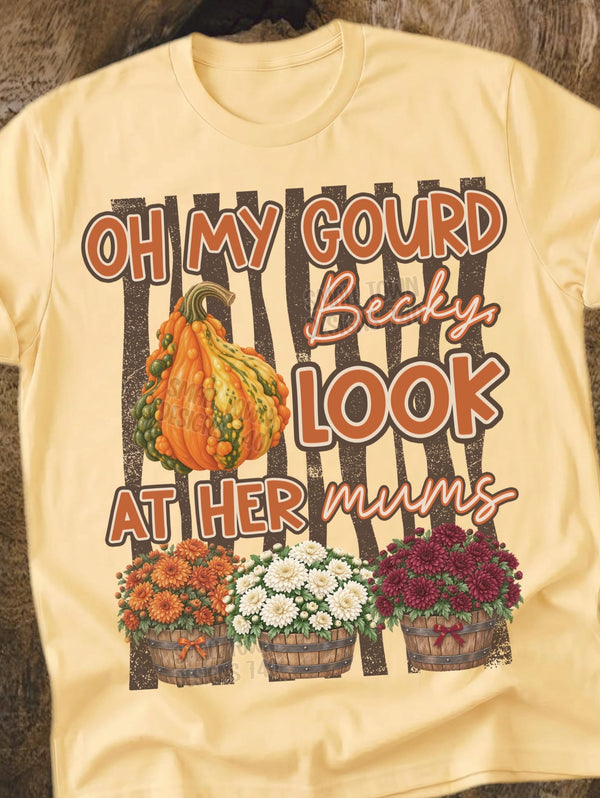 Oh My Gourd Becky DTF T-Shirt in mustard