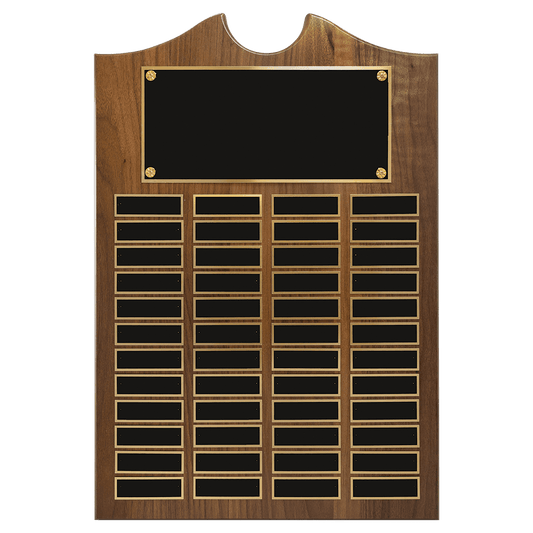 14" x 20" American Walnut Roster Plaque w/ 48 Plates