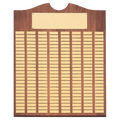 Walnut 120 Plate Perpetual Plaque with Brushed Brass 20" x 30"/Plates 7/8" x 2 3/4" American Plates