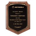 Walnut Plaque with Gold Border Laserable Black Brass 8" x 10 1/2" American Plate