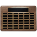 Walnut 96 Plate Perpetual Plaque with Black Brass 22" x 30"/Plates 7/8" x 2 3/4" American Plated Steel Plates