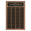 Walnut 60 Plate Perpetual Plaque with Black Brass 16" x 24"/Plates 1" x 3 1/4" American Plates