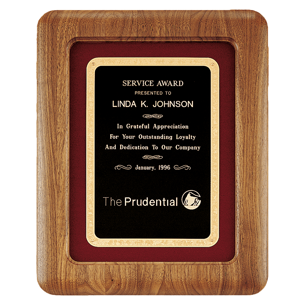 Walnut Airflyte Frame w/Maroon Velour & Black 12" x 15" American Florentine LaserFX Plate