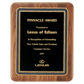 Walnut Plaque with Black/Gold Florentine Border Textured Black 7" x 9" American LaserFX Plate