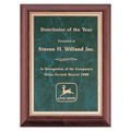 Cherry Finish Plaque with Emerald Marble Gold 8" x 10" Hand Rubbed Border LaserFX Plate