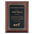 Cherry Finish Plaque with Black Gold 7" x 9" Hand Rubbed Florentine Border LaserFX Plate