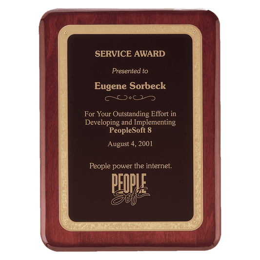 Rosewood Piano Finish Plaque with Black/Gold 10 1/2" x 13" Florentine Design LaserFX Plate
